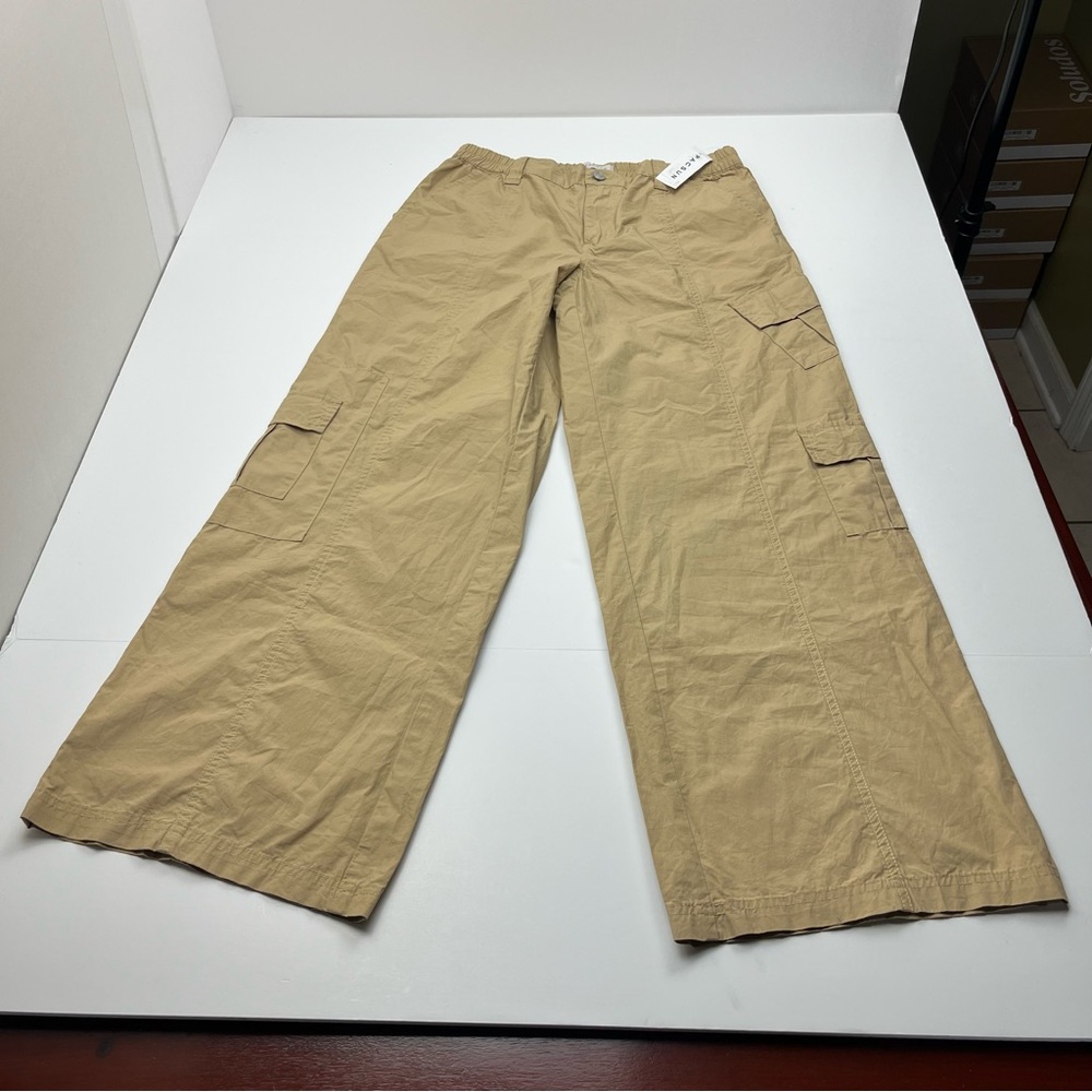 Pacsun Low Rise Puddle Khaki Tan Womens Size Medium Pant Cargo Relaxed NEW - Picture 2 of 15